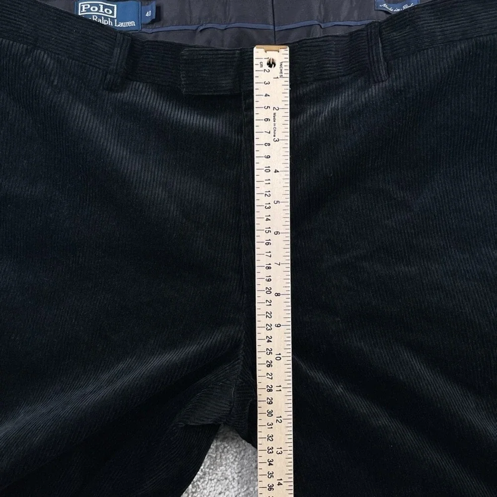 VINTAGE Polo Ralph Lauren Pants Mens 40 Black Corduroy Unhemmed Italy NEW NWT‎